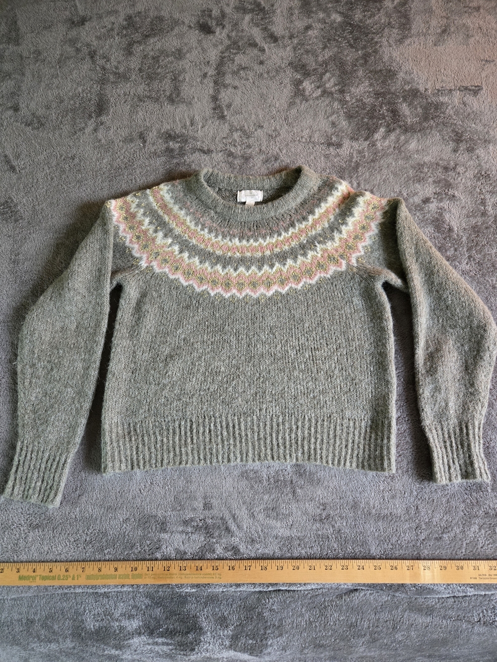 Pastel Green Fair Isle Crewneck Sweater